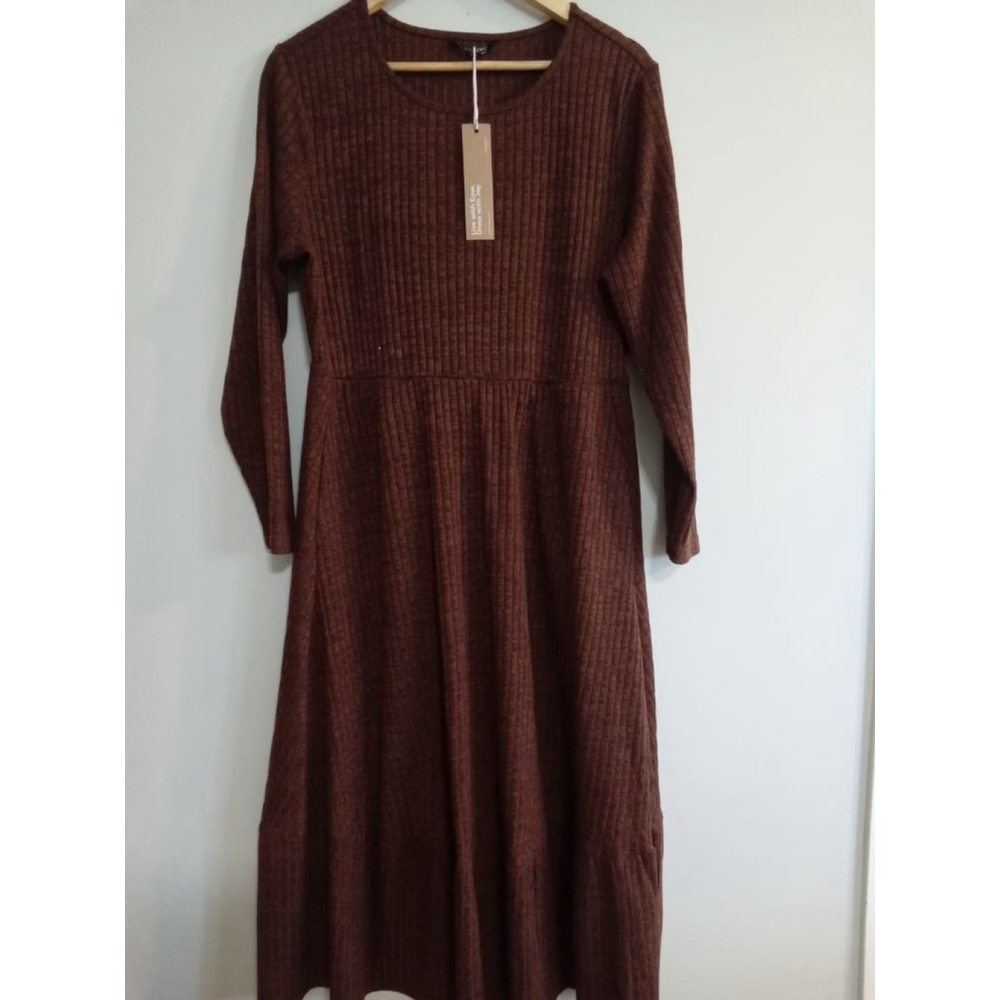 Women BloomChic Dress Size UK 16 Brown Long Sleeve
